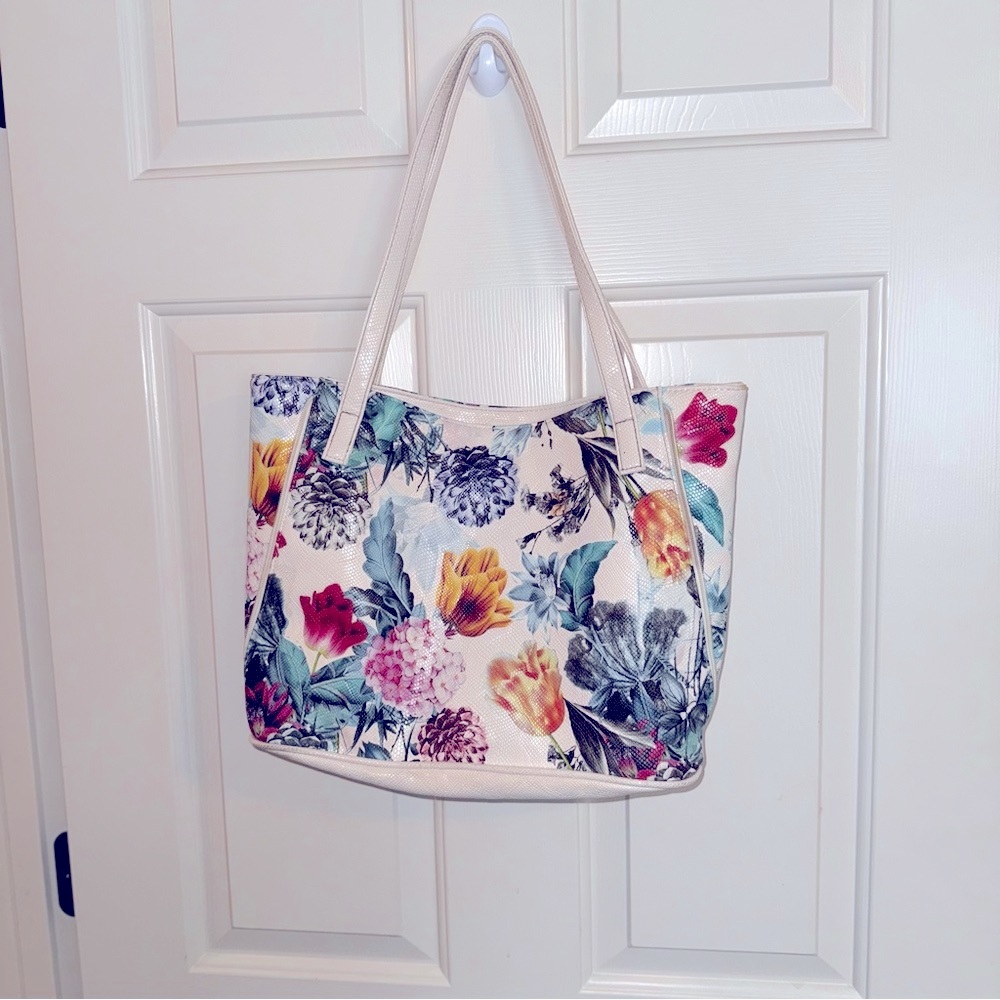 Multisac Elegant Floral Tote Bag - Cream and Multicolor